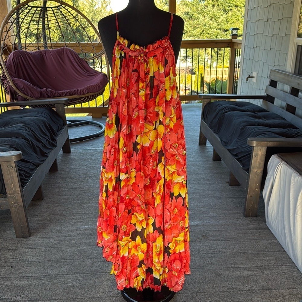 St Laurent Italy | Floral Spaghetti Strap Maxi Dress